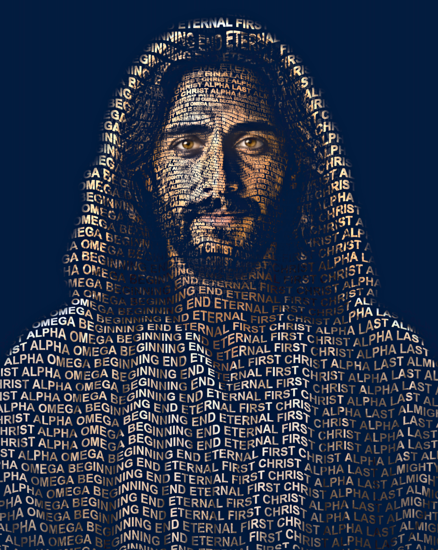 Alpha and Omega &mdash; sacred word portrait